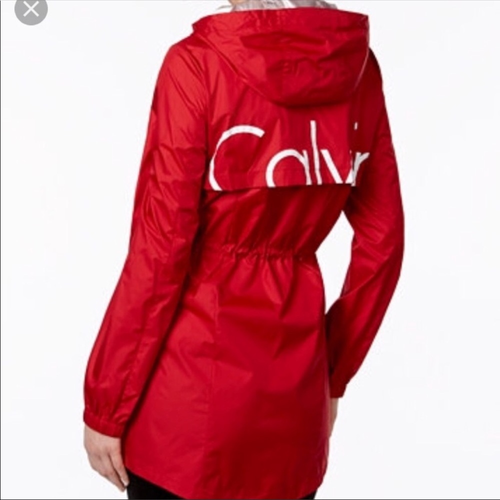 Red Calvin Klein windbreaker jacket